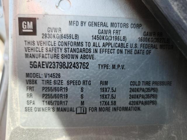 5GAEV23798J243762 - 2008 BUICK ENCLAVE CXL SILVER photo 13