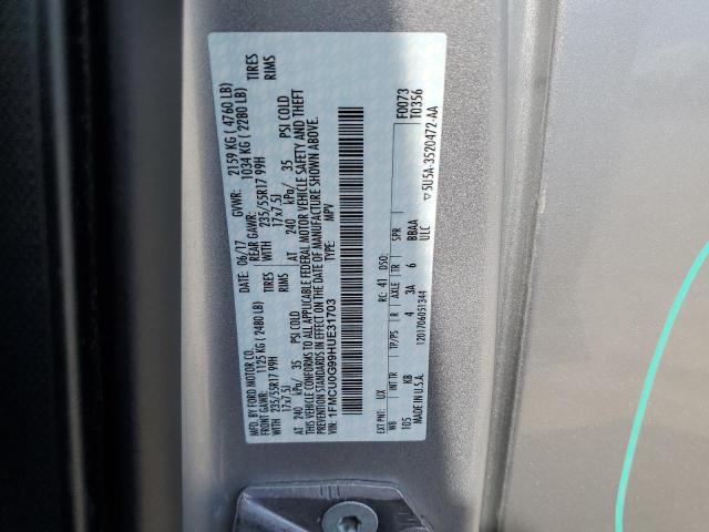 1FMCU0G99HUE31703 - 2017 FORD ESCAPE SE 银色 照片 12