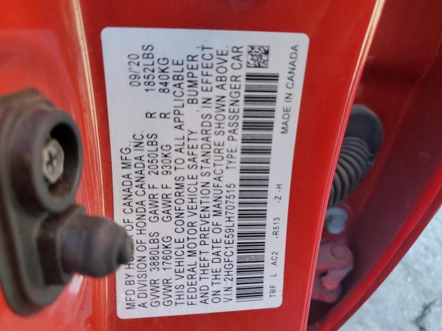 2HGFC1E59LH707515 - 2020 HONDA CIVIC SI RED photo 13