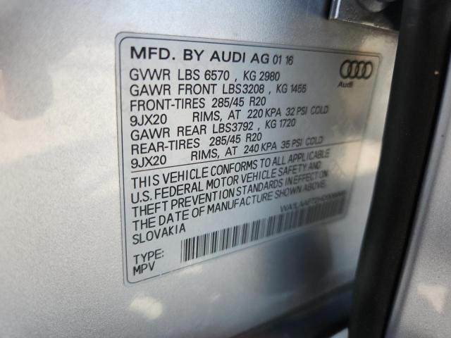 WA1LAAF72HD006966 - 2017 AUDI Q7 PREMIUM PLUS Արծաթագույն լուսանկար 13