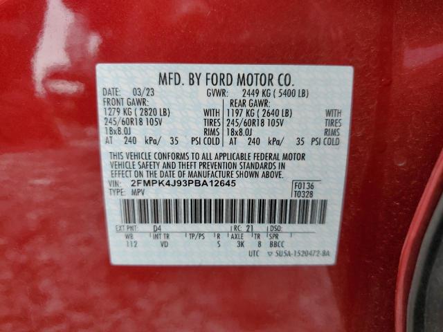 2FMPK4J93PBA12645 - 2023 FORD EDGE SEL RED photo 14