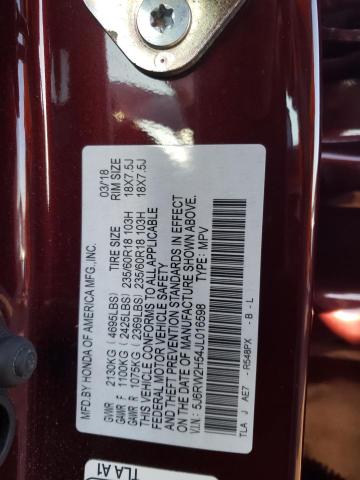 5J6RW2H54JL016598 - 2018 HONDA CR-V EX Bordo foto 12