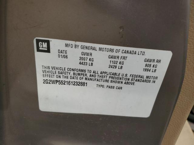 2G2WP552161232881 - 2006 PONTIAC GRAND PRIX TAN photo 12