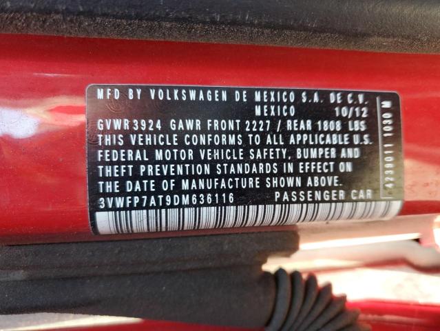 3VWFP7AT9DM636116 - 2013 VOLKSWAGEN BEETLE RED photo 12