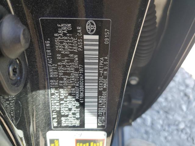 4T1BK3DB0CU471977 - 2012 TOYOTA AVALON BASE 黑色 照片 12