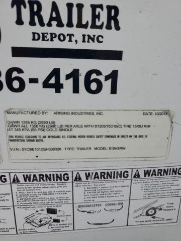 5YCBE1012GH030326 - 2016 UTILIMASTER TRAILER WHITE photo 10