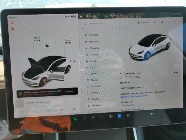 5YJ3E1EBXKF513923 - 2019 TESLA MODEL 3 თეთრი ფოტო 9