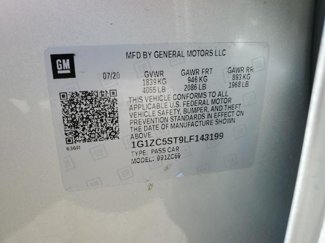 1G1ZC5ST9LF143199 - 2020 CHEVROLET MALIBU LS Gümüş foto 12