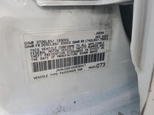 JA3AJ26E46U032417 - 2006 MITSUBISHI LANCER ES თეთრი ფოტო 12