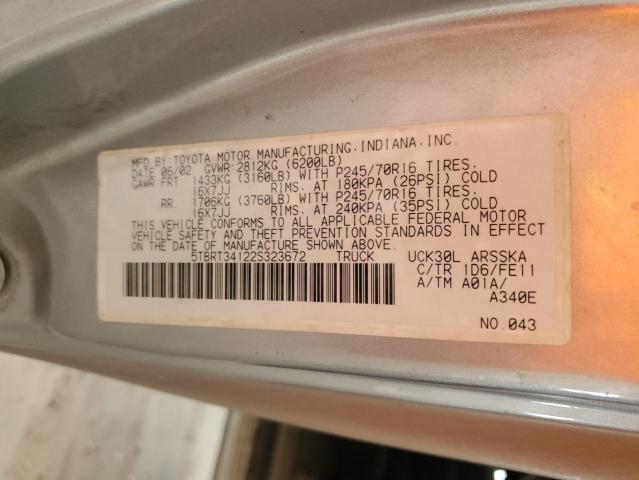 5TBRT34122S323672 - 2002 TOYOTA TUNDRA ACCESS CAB Boz foto 12