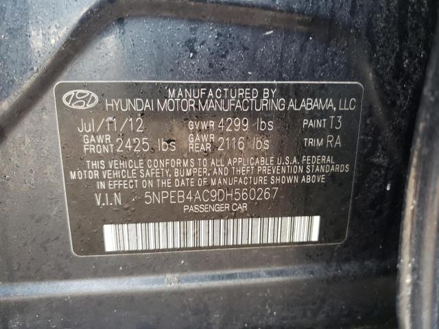 5NPEB4AC9DH560267 - 2013 HYUNDAI SONATA GLS BLUE photo 13