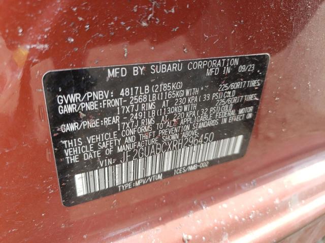 JF2GUADCXRH296450 - 2024 SUBARU CROSSTREK PREMIUM ORANGE photo 12