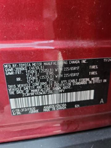 2T3H1RFVXSW367266 - 2025 TOYOTA RAV4 LE BURGUNDY photo 12