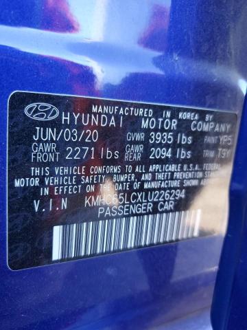 KMHC65LCXLU226294 - 2020 HYUNDAI IONIQ BLUE BLUE photo 12