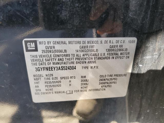 3GYFNEEY3AS524304 - 2010 CADILLAC SRX PERFORMANCE COLLECTION შავი ფოტო 13