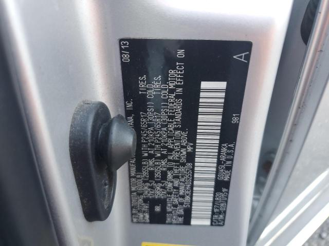 5TDBK3EH4DS255708 - 2013 TOYOTA HIGHLANDER BASE Күміс фото 13