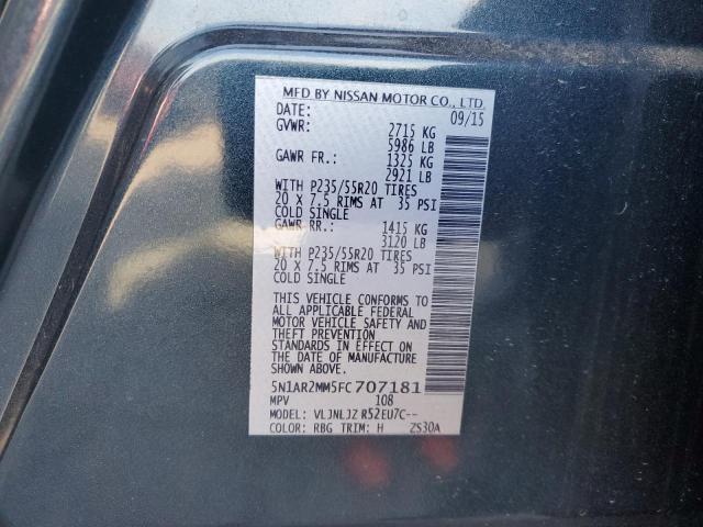 5N1AR2MM5FC707181 - 2015 NISSAN PATHFINDER S BLUE photo 13