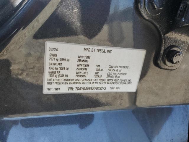 7SAYGAEE8RF033273 - 2024 TESLA MODEL Y შავი ფოტო 13