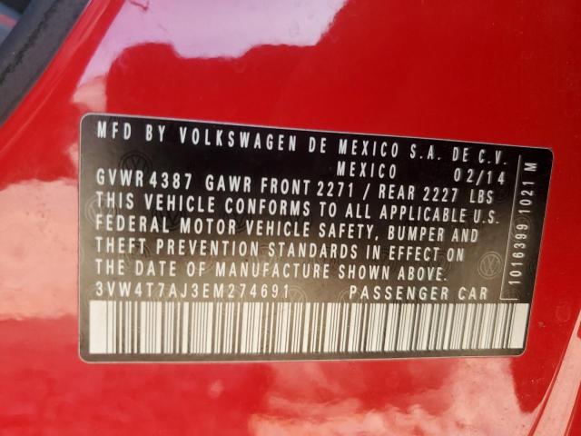 3VW4T7AJ3EM274691 - 2014 VOLKSWAGEN JETTA GLI Qırmızı foto 12