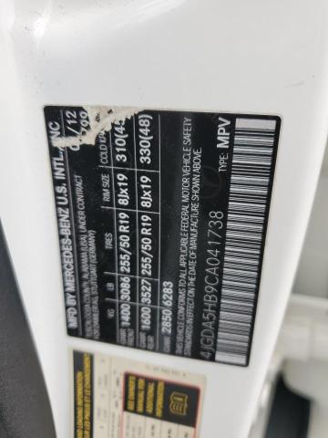 4JGDA5HB9CA041738 - 2012 MERCEDES-BENZ ML 350 4MATIC WHITE photo 12