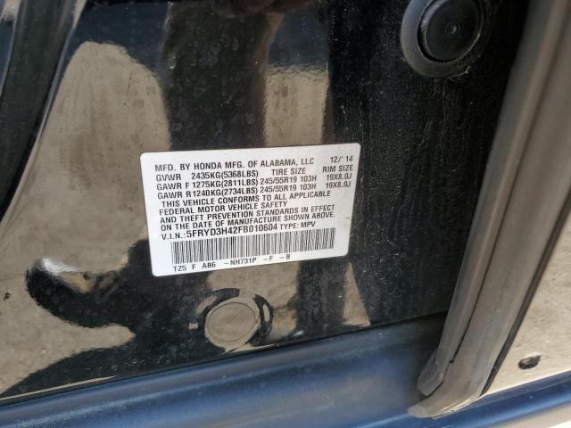 5FRYD3H42FB010604 - 2015 ACURA MDX TECHNOLOGY BLACK photo 12