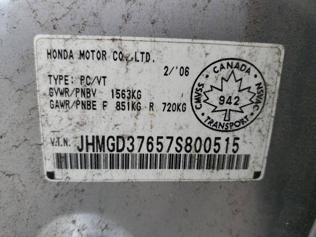 JHMGD37657S800515 - 2007 HONDA FIT S 银色 照片 12