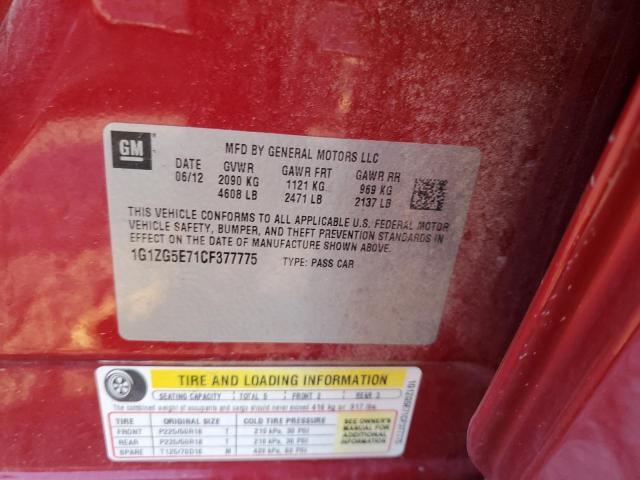 1G1ZG5E71CF377775 - 2012 CHEVROLET MALIBU LTZ წითელი ფოტო 12