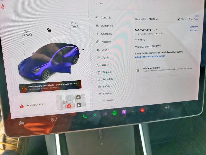 5YJ3E1EA7LF705857 - 2020 TESLA MODEL 3 ლურჯი ფოტო 9