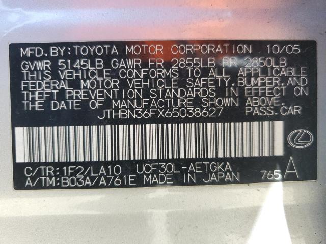 JTHBN36FX65038627 - 2006 LEXUS LS 430 SILVER photo 13