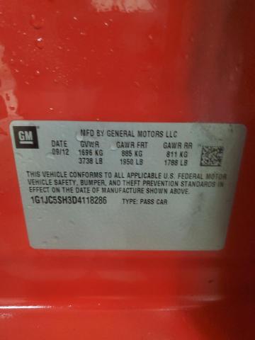 1G1JC5SH3D4118286 - 2013 CHEVROLET SONIC LT წითელი ფოტო 13