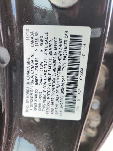 2HGFB2F50DH597544 - 2013 HONDA CIVIC LX BLACK photo 12