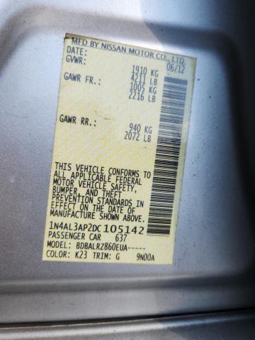 1N4AL3AP2DC105142 - 2013 NISSAN ALTIMA 2.5 银色 照片 12