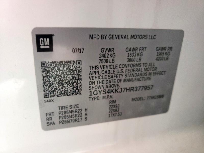 1GYS4KKJ7HR377957 - 2017 CADILLAC ESCALADE ESV PLATINUM 白色 照片 13