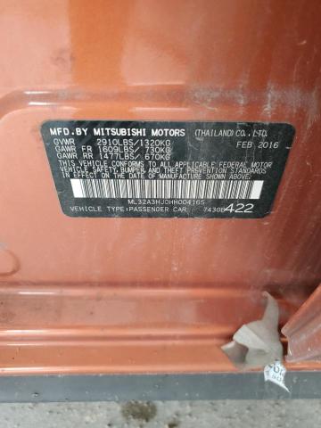 ML32A3HJ0HH004165 - 2017 MITSUBISHI MIRAGE ES 橙色 照片 12