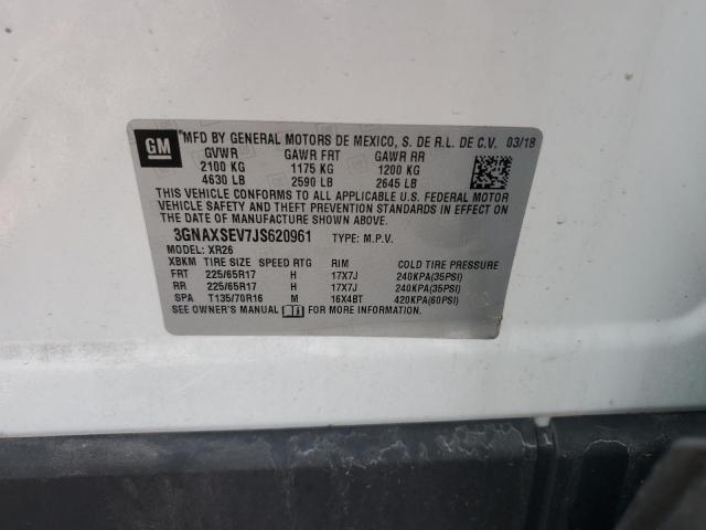 3GNAXSEV7JS620961 - 2018 CHEVROLET EQUINOX LT WHITE photo 13