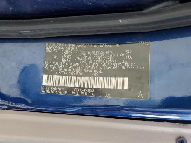 5TBDT44116S546503 - 2006 TOYOTA TUNDRA DOUBLE CAB SR5 BLUE photo 12