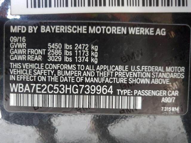 WBA7E2C53HG739964 - 2017 BMW 740 I GRAY photo 12