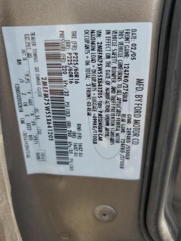 2MEFM75W55X641205 - 2005 MERCURY GRAND MARQUIS LS TAN photo 12