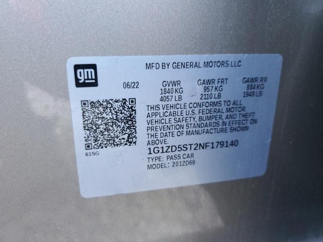 1G1ZD5ST2NF179140 - 2022 CHEVROLET MALIBU LT TAN photo 12