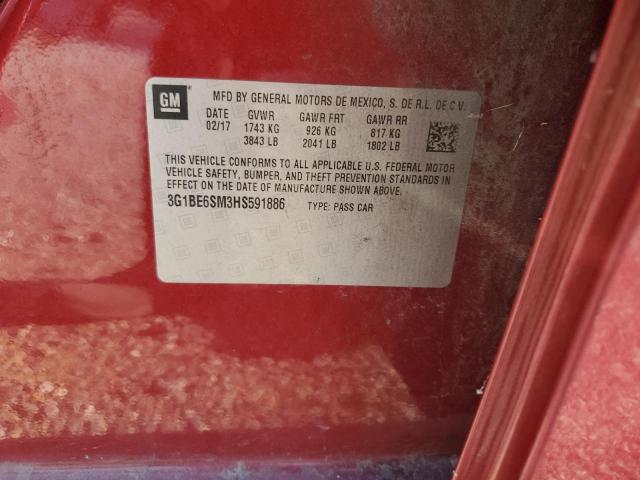 3G1BE6SM3HS591886 - 2017 CHEVROLET CRUZE LT Kırmızı fotoğraf 13