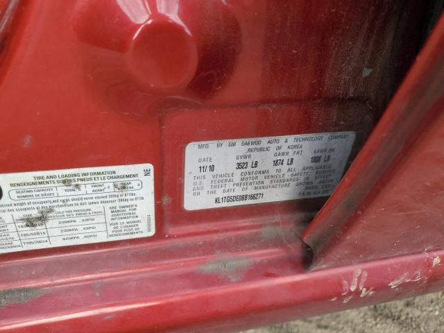 KL1TG5DE0BB166271 - 2011 CHEVROLET AVEO LT RED photo 12