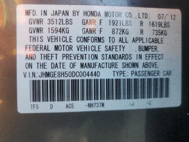 JHMGE8H50DC004440 - 2013 HONDA FIT SPORT 灰色 照片 12