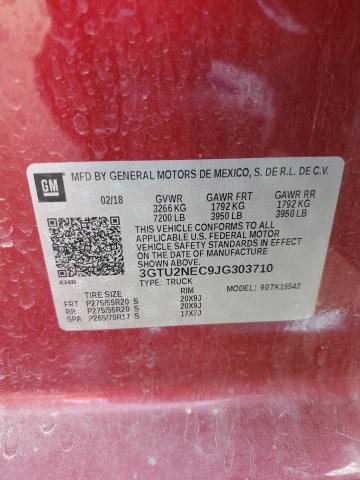 3GTU2NEC9JG303710 - 2018 GMC SIERRA K1500 SLT RED photo 12