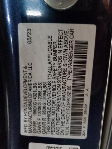 1HGCY1F31PA032166 - 2023 HONDA ACCORD EX BLUE photo 12