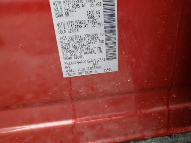 5N1AR2MM4DC644510 - 2013 NISSAN PATHFINDER S RED photo 13