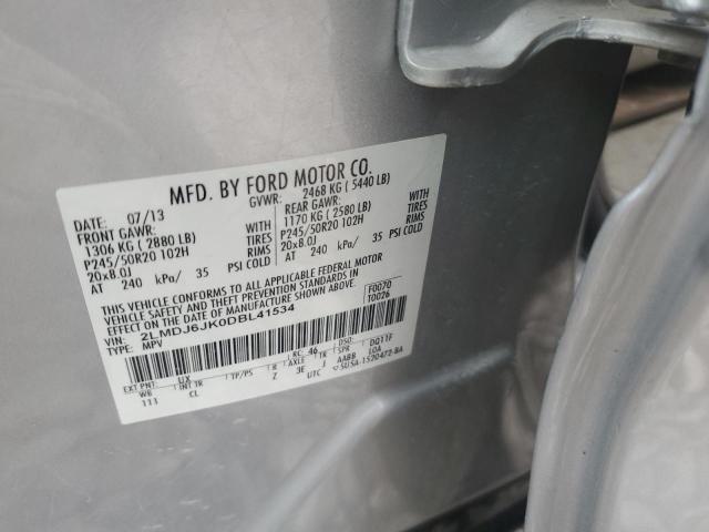 2LMDJ6JK0DBL41534 - 2013 LINCOLN MKX 银色 照片 12