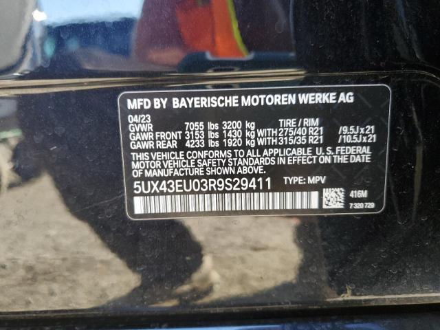 5UX43EU03R9S29411 - 2024 BMW X5 XDRIVE50E BLACK photo 12