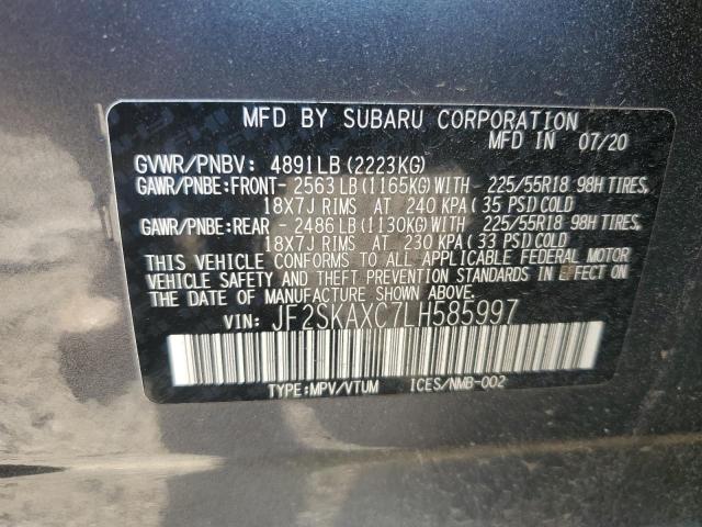 JF2SKAXC7LH585997 - 2020 SUBARU FORESTER TOURING 灰色 照片 13