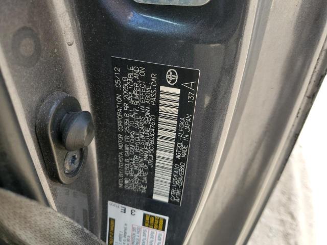 JTKJF5C76D3047670 - 2013 TOYOTA SCION TC გრაფიტი ფოტო 12