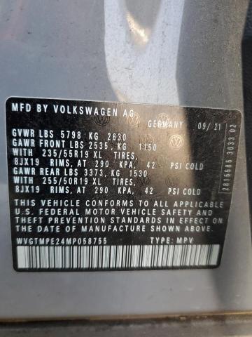 WVGTMPE24MP058755 - 2021 VOLKSWAGEN ID.4 PRO S GRAY photo 13
